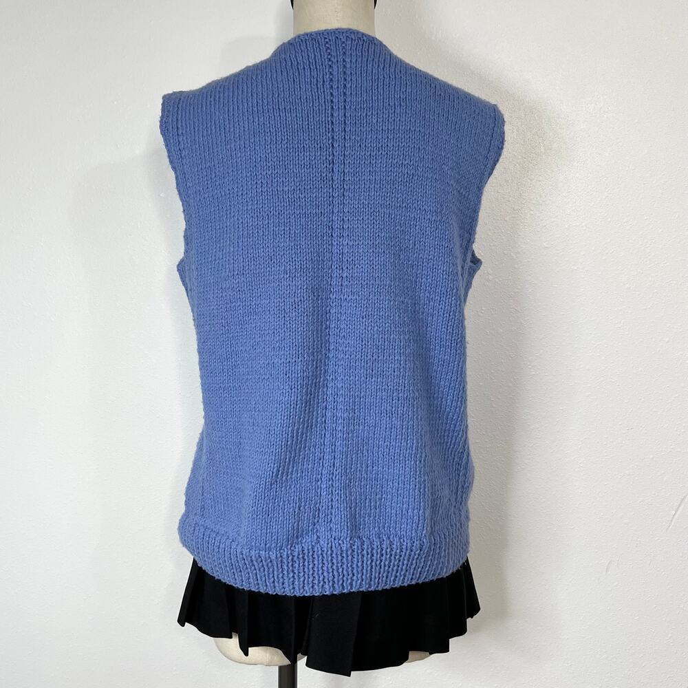 Blue Handmade Sweater Vest V-Neck - Picture 3 of 7
